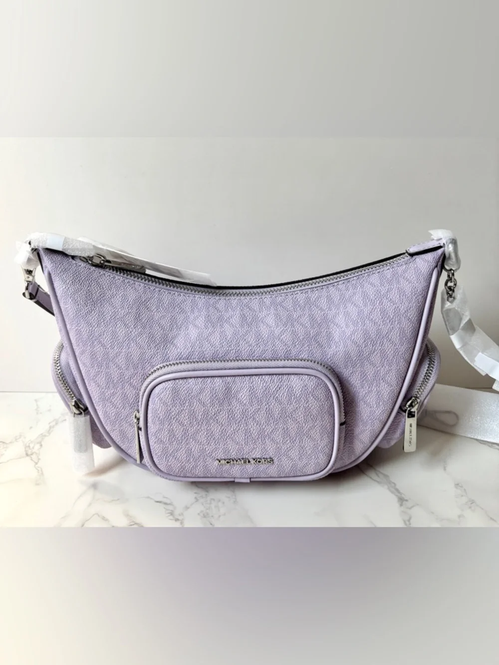 New Michael Kors Merritt Small Logo Convertible Shoulder Crossbody Bag Purple